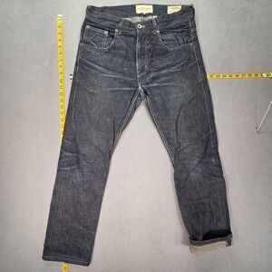 Raw Selvedge Jeans Mens Indigo Regular Tapered Whiskers Honeycomb Fits 31x28